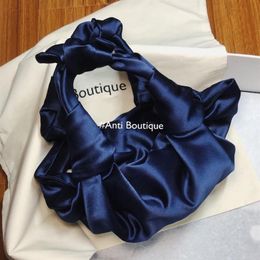 Totes Cloud-wrapped Soft Leather Madame Silk Satin Bag Single Shoulder Slant Dumpling Handbag Day Clutches Bags 2021 Purse278j