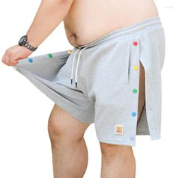 Men's Shorts Cute Bear Men Sporting Running Split Type Double-breasted Cotton Bodybuilding Sweatpants Fitness Short Pants Gray