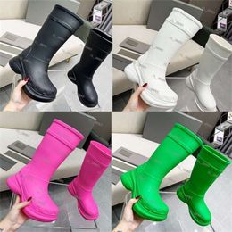 Designer CROSS Boots Men Women Rain Boots Winter Rubber Platform Ankle Slip-On With Box