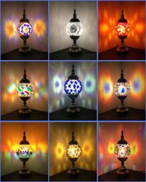 Newest E14 Handinlaid glass mosaic bedroom living room decorative Table Lamps of Mediterranean style Turkish Lamps3234748