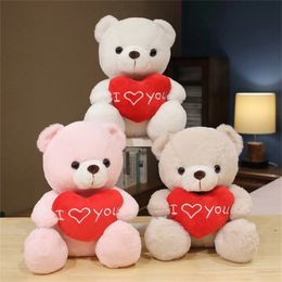 28CM Bear Doll and Cute Heart I Love You Bear Filling Animal Valentine's Day Gift for Her Hot Selling Beige White and Pink 240124