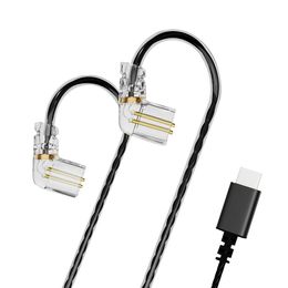 Earphones TYPE C black upgraded headphone cable HIFI with decoding chip microphone replaceable 0.75mm Earphone cable DD3 KZ CCA ZSN PRO