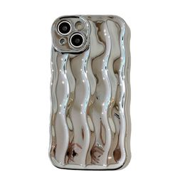 Creative iPhone Case Wavy Edge Water Ripple Pattern Design Wave Curly Frame Shape Soft Flexible TPU Shockproof Full-Body Protective Phone Case Cover for Women Girls