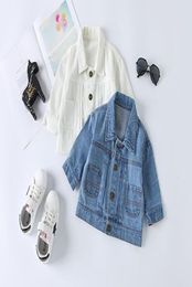 Girls Boys Kids Fall Jean Jacket Coat Children039s Baby Denim Outwear Spring Autumn Cotton Cartoon Printed Clothing white blue2307782