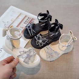 Summer Children's Girls Princess Sandals Bowknot Flower Rhinestone Soft Shoes Non-slip Breathable Fashion Kids Sandals Girls 240118