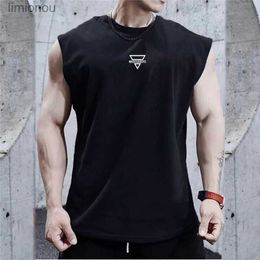 Men's Tank Tops Summer Muscular Man Sleeveless T-Shirt Gym Fitness Workout Tank Tops Bodybuilding Breathable Loose Basketball Sports Mens TopL240124