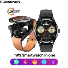 Smart Watches XUESEVEN GT5 Bluetooth Earphone 2-in-1 Smartwatch 1.45 'AMOLED Remote Control Camera Heart Rate Suitable for Android Sport Watch YQ240125