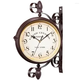 Wall Clocks - Watch Clock European Retro Style Innovative Fashion Double-Sided Modern Design Industrial Age Room Art