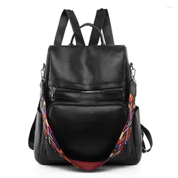 Backpack Women PU Leather Large Capacity Solid Colour Travel Bag Ladies Casual Shoulder Female Shopping