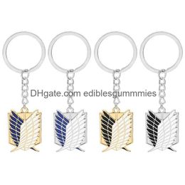 Party Favour Cartoon Keychain Square Metal Attacking Nt Investigation Corps Logo Keychains Individually Packaged Size 2.6Cm3.7Cm Drop Dhumr