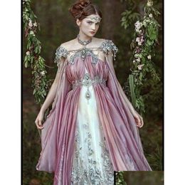 Prom Dresses Romantic Victorian Pink A Line Vintage Masquerade Dress Lace Appliques Beaded Chiffon Fantasy Long Special Ocn Gowns Fo Dhbop