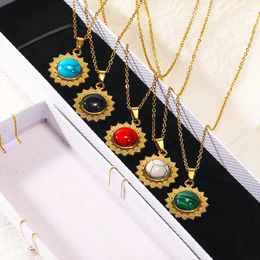 Pendant Necklaces Items With Flower 316l Stainless Steel Jewellery For Women Collier Femme Gifts