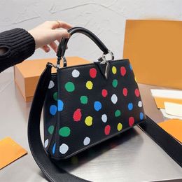 Gentle Handbag Crossbody Bags Tote Bags Colored Dots Printed Classic Letter Buckle Removabe Wide Shoulder Strap Women Capuci Handb259j