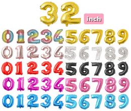 Helium Balloon 32 Inch Gold Letter Number Aluminum Foil Balloons Birthday Decoration Wedding Air Party Supplies7336517