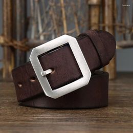 Belts Italian Thick Frosted Pure Cowhide Stainless Steel Belt Men's Leather Needle Buckle Versatile Vintage Jeans