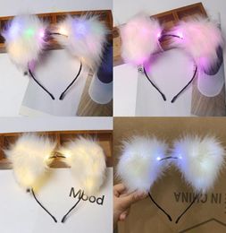 Hair Accessories 1PC Light Up Glowing Cat Ear Headband Plush Ears Cute Headwear Korean Style Hairband Girls Party Cosplay Accessor6215136