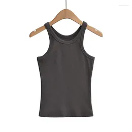 Women's Tanks Crewneck Long Vests 2024 Summer Fashion Sexy Crop Tops Sling Vest Camis