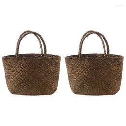 Evening Bags 2X Casual Straw Bag Natural Wicker Tote Women Braided Handbag For Garden Handmade Mini Woven Rattan