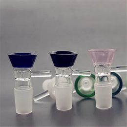 Colorful Glass Bowl 14mm Male Handle Pieces Hookah Bong bowls Funnel Joint Downstem Smoking Accessories Pipe Bong Oil Dab Rigs