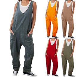 Women's Jeans High Roller Denim Jumpsuits For Women Casual Sleeveless Loose Overalls Anybody Romper Hooded