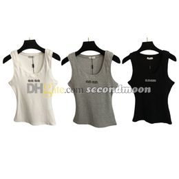 Slim Fit Tanks Top Women Letters Embroidered Vest Cotton Fabric Sport t Shirt Summer Breathable Vests