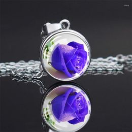 Pendant Necklaces Blue Enchantress Necklace Ball Glass Jewellery Flower Pure Love Gift