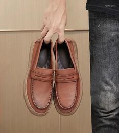 Dress Shoes Men's Round Hand Stitched Soft Sole Leather Driving Casual