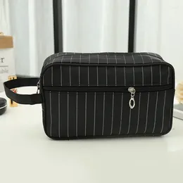 Cosmetic Bags ISKYBOB Men Fashion Makeup Bag Striped Women Portable Travel Toiletries Organiser Handbags Female Storage Acc