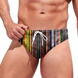 Men's Shorts Mens Briefs Swimsuit Youth Striped Drawstring Board Low Waist Quick Dry Bathing Suit Hawaiian Beachwear