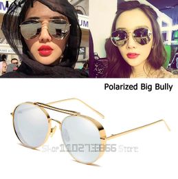 Sunglasses 2024 Fashion Big Bully Style Aviation Metal Thick Side Brand Design Sun Glasses Unisex 1649