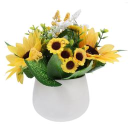 Decorative Flowers Potted Sunflower Artificial Adornment Desktop Simulation Bonsai Plant Plastic Indoor