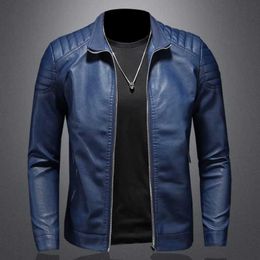 Men's Jackets Trend Motorcycle Jacket Spring Mens Fashion Leather Jacket Slim Fit PU Jacket Male Anti-wind Motorcycle Jackets Men Biker Coat J240125