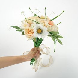 Decorative Flowers Artificial Silk Flower Material Package / Beige Fake Wedding Bridal Bouquet Combo Set For DIY Toss Bouquets Floral