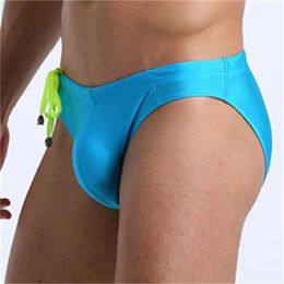 Men's Shorts Male Triangle Swim Low Waist U-Convex Swimsuit Solid Colour Drawstring Briefs Trunks Classic Seaside Beach