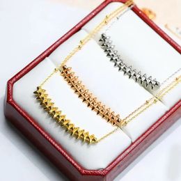 Pendant Rivet Necklace 925 Sterling Silver Women High Quality Chains Replica Brands K Gold Choker Luxury Jewellery Girls Gift 240119