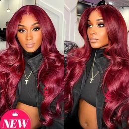 99J Burgundy lace front wig human hair 13X4 body wave HD lace front wig Burgundy transparent wig pre harvest with baby hair 230125