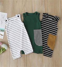Infant Baby Striped Rompers Toddler Boys Clothes Kids Designer Girls Casual Outfits sleevesless Romper Newborn Jumpsuits M1510 2052454447