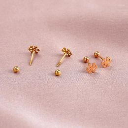 Stud Earrings YUNLI Real 18K Gold Screw Pure Solid AU750 Snowflake For Women Fine Jewellery Gift EA011