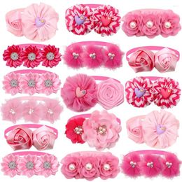 Dog Apparel 10pcs Valentine's Day Flower Collar Bowtie Grooming Adjustable Bow Tie Pink Bowties For Small Dogs Supplies