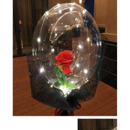 Party Decoration Transparent Bobo Ball Led Luminous Balloon Rose Bouquet Valentines Day Gift For Birthday Wedding Decor Y20 Homefavor Dhlyf