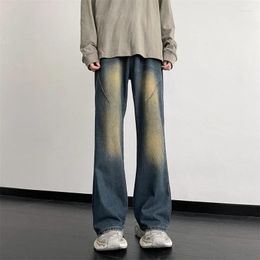 Men's Jeans 2024 Vintage Washed Fashion Designer Denim Trousers Male Loose Make Old Tie-dyed Micro-flared Pants B132