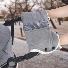 Stroller Parts Baby Gloves Thicken Fleece Winter Warm One-Piece Pram Hand Muff Mitten Windproof For Parents Caregivers