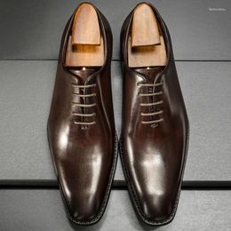 Dress Shoes One Piece Oxford - Hand Drawn Men's Leather Business British Style Groom