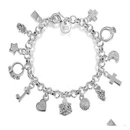 Charm Bracelets Handmade 13Pcs Pendant Chain Bracelet For Women Girls Lady Gift Fine Jewellery Christmas Drop Delivery Dhzch