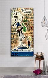 Alec Monopolies paraşüt atma para richie yacht sokak sanat grafiti tuval boyama poster baskıları oturma odası için resim po7667570