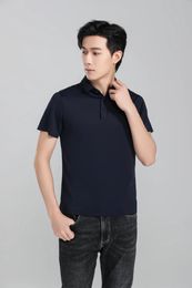 Men's Polos Solid Colour Commuter Polo Shirt 2024 Summer High Order Grey Business Short Sleeve Lapel T-shirt Youth Casual