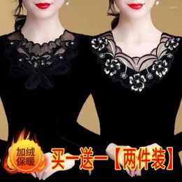 Women's T Shirts Woman Tshirts Black Mesh Long Sleeve Autumn Winter T-shirt Top For Women Tops Mujer Camisetas