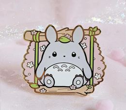 Cute Grey Bunny Sakura Cherry Blossom Hard Enamel Pin Cartoon Kawaii Totoro Brooch Accessories Anime Fans Collect Badge Jewelry7588853