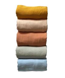 Baby Bamboo cotton Blankets Newborn Swaddling Nursery Bedding Solid Plain Colour Muslin Swaddle Wrap 120X120Cm3468210