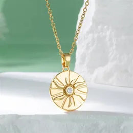 Pendant Necklaces Sunflower Zircon Necklace For Women 18K Gold Plated Stainless Steel Chain Ladies Girls Jewelry Friends Gifts